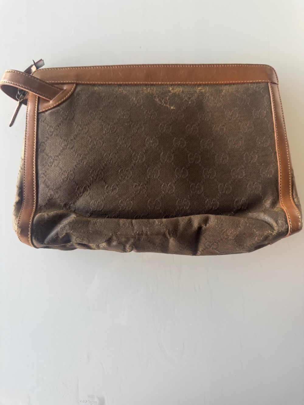Gucci Brown Monogram Clutch with Tan Leather Trim - project bag - Picture 6 of 15